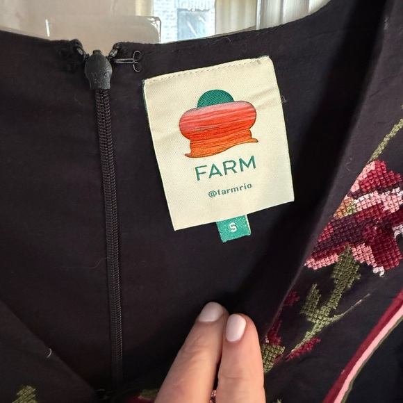 FARM Rio Romantic Black Floral Embroidered Dress S - Picture 6 of 16